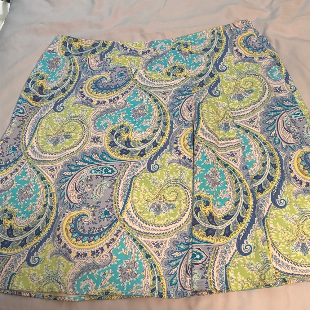 Avenue Paisley Skirt - Blue, Green, Yellow